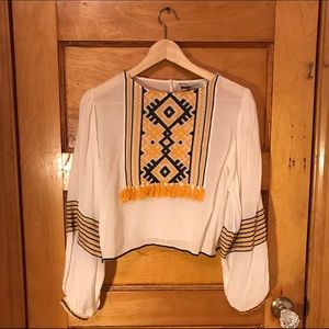 Zara Cropped Peasant Top
