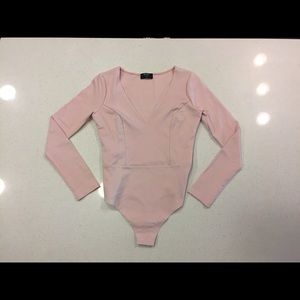Nasty Gal v-neck blush bodysuit