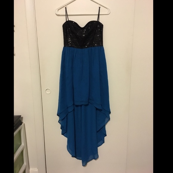 High-low strapless dress