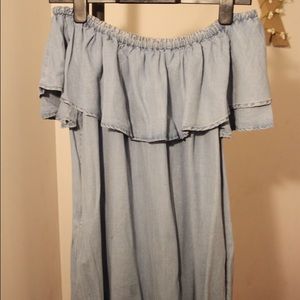 Zara denim off-the-shoulder dress NEW