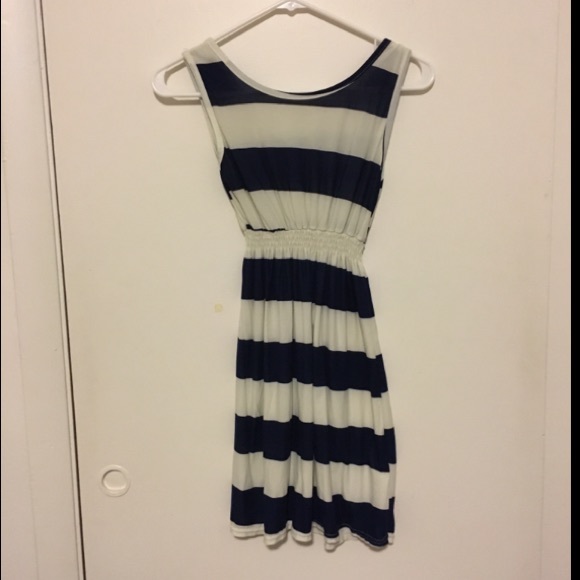Blue and white stripe dress
