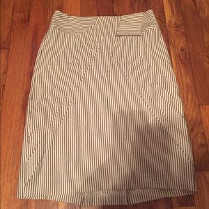Black and white asymmetrical striped skirt