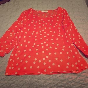 Coral & Tan Blouse