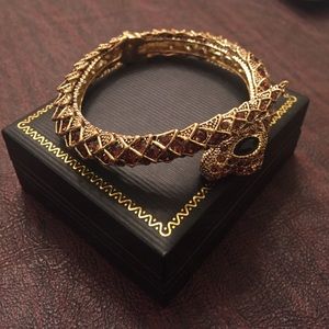 Gold and Amber Snake Bangle