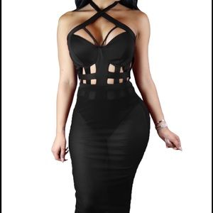 ✨LAST CHANCE✨Black Caged Mesh Dress💋
