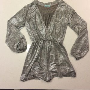 Karlie long-sleeve silver metallic romper