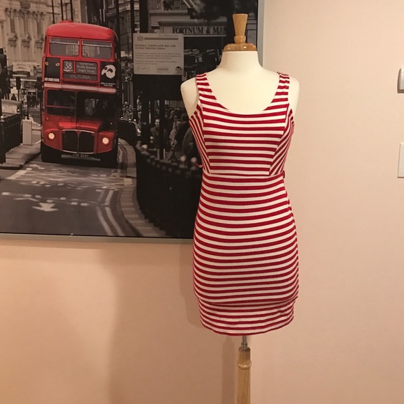 Red and white JJ Authentic body con dress