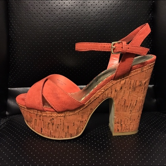 Orange platform heel shoes
