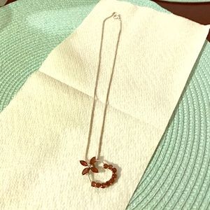 Sterling silver necklace w/ garnet colored stones