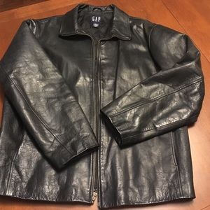 GAP Men's Leather Zipper Front Jacket