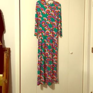 Long Vintage Polyester dress with side split