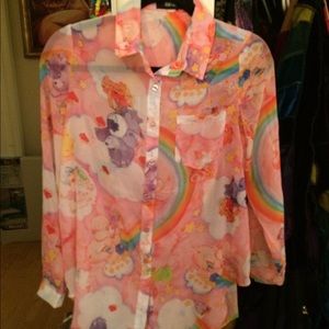 Iron fist care bear thin button down shirt
