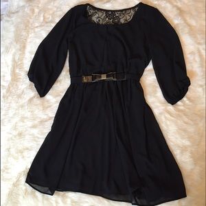 Women's black dress with lace detail