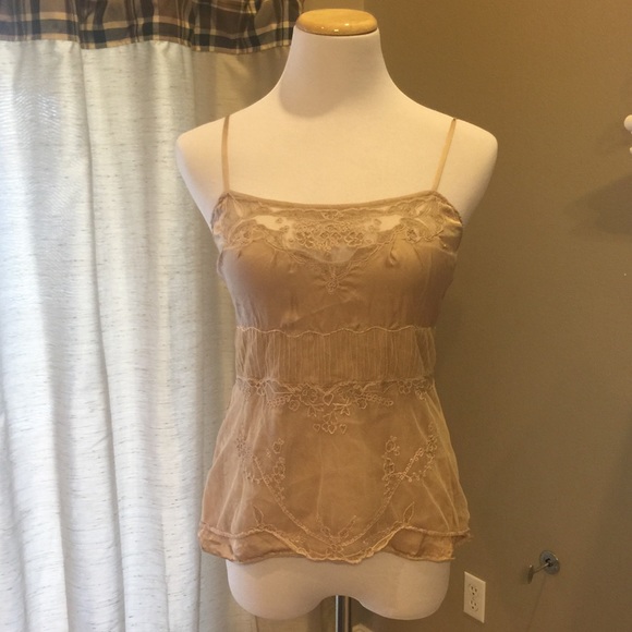 Morgan de Toi Cream/Tan Silky Camisole