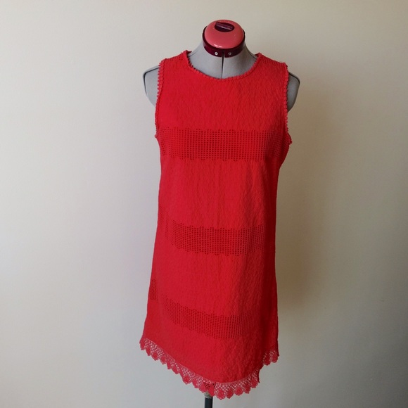NWT Embroidered Eyelet Lace Trim Shift Dress - Picture 2 of 4