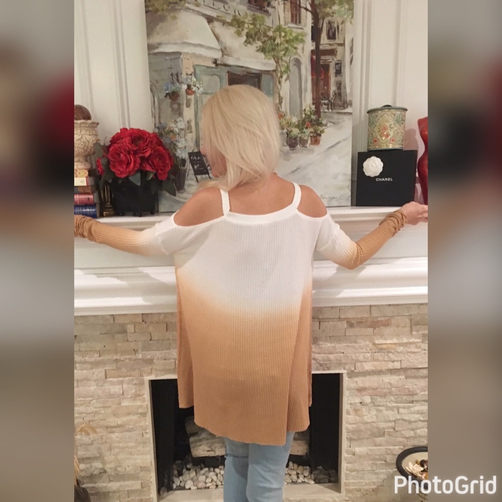 White/cinnamon cold shoulder tunic! LAST ONE - Picture 2 of 4