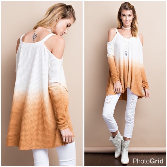White/cinnamon cold shoulder tunic! LAST ONE - Picture 4 of 4