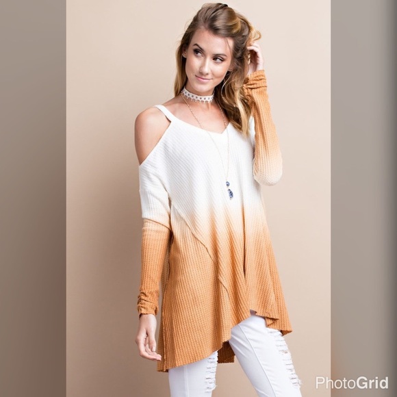 White/cinnamon cold shoulder tunic! LAST ONE - Picture 3 of 4
