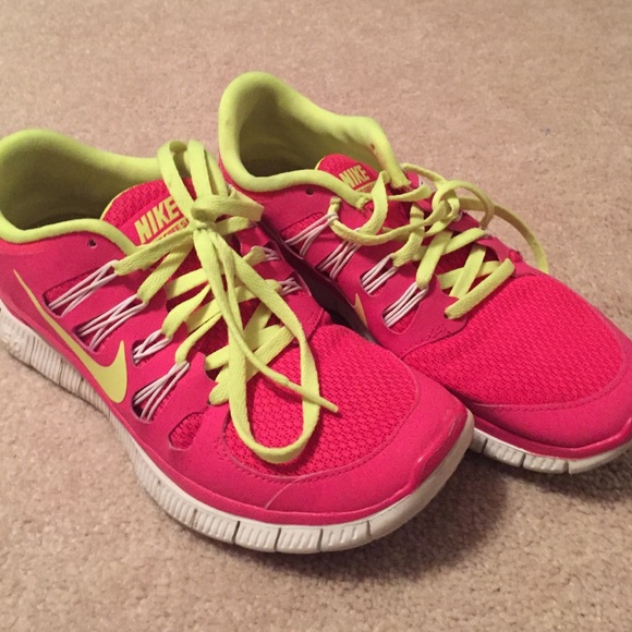 Pink/Yellow Nike Free 5.0