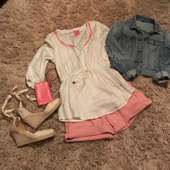 Free People Ivory & Silver Shirt