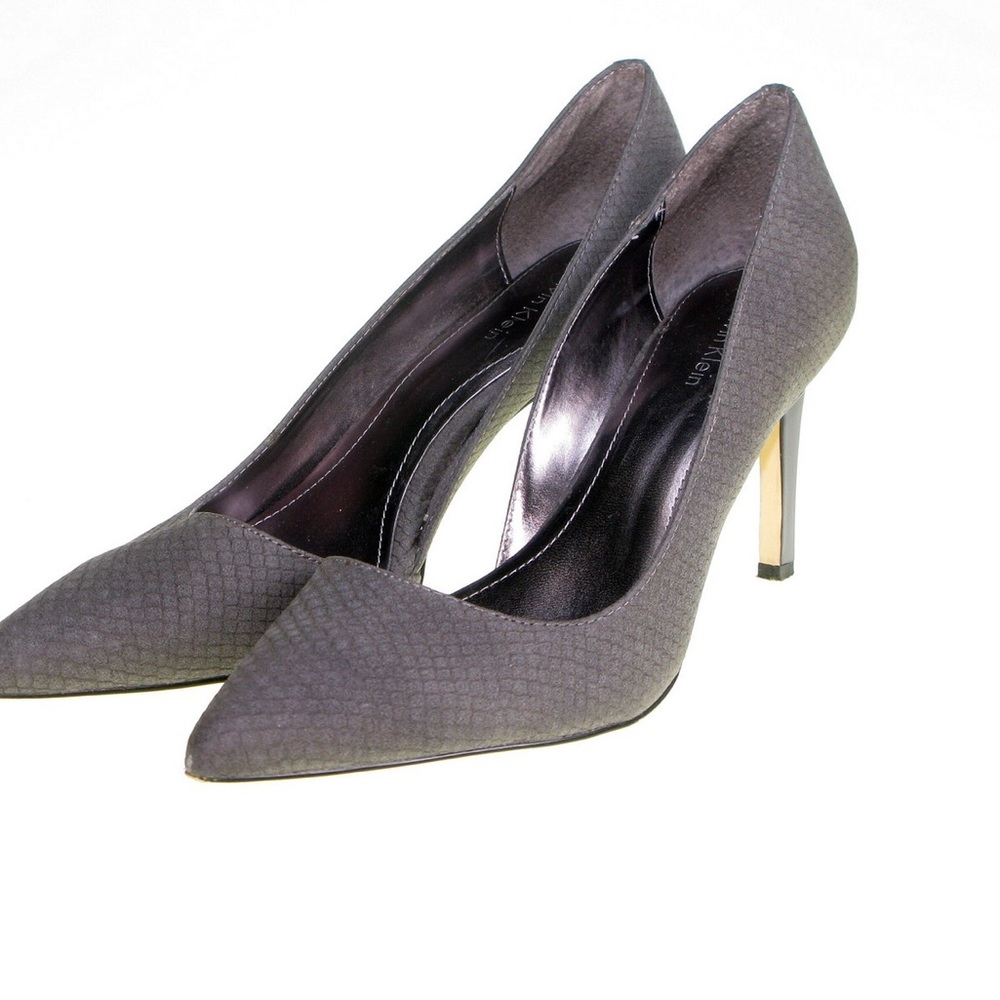 Calvin Klein d'orsay pointy-toed grey scale pumps