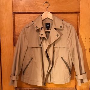 Cropped Khaki Moto Jacket