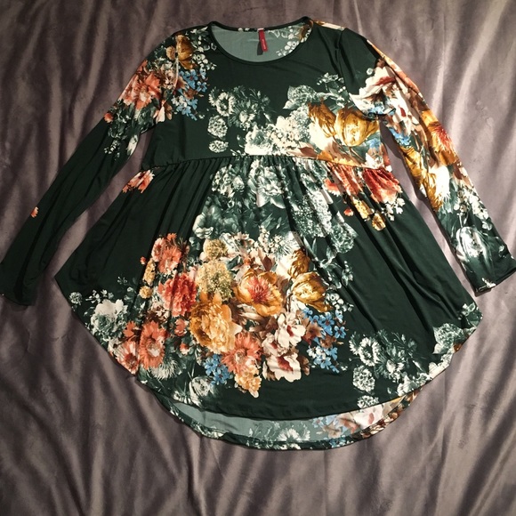 Army green floral babydoll top