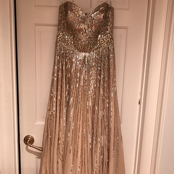 Sherri Hill Gold Sequin Prom Dress Size 6