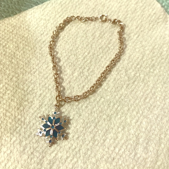 Silver and blue snowflake bracelet
