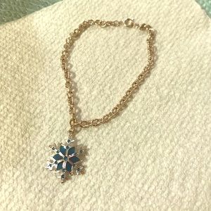 Silver and blue snowflake bracelet