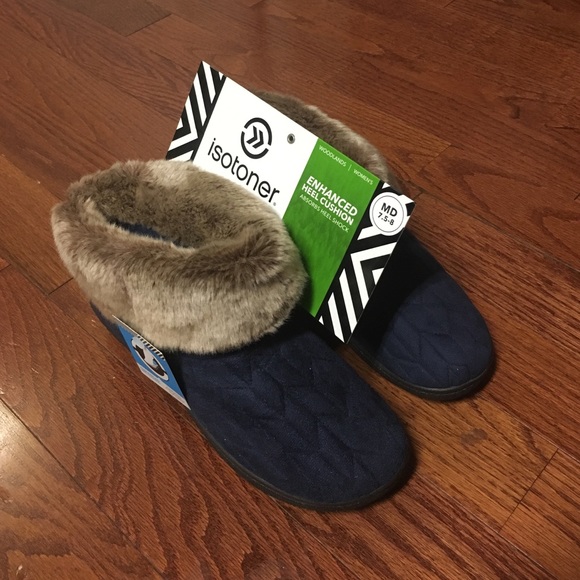 Navy Blue Isotoner Woodlands Ladies Slipper