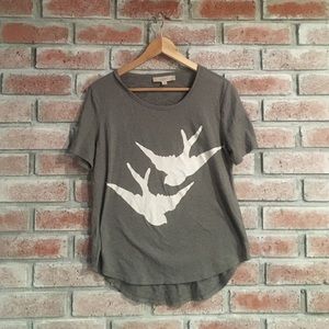 LOFT gray shirt with white sparrows