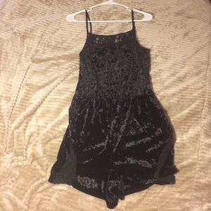 Black velvet & lace romper