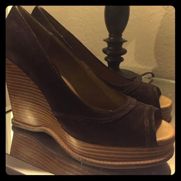Cristin Brown suede wedges