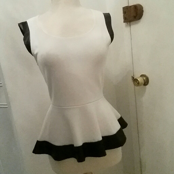 Faux leather peplum top