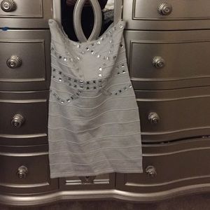 Arden B Silver sparkle bandage dress