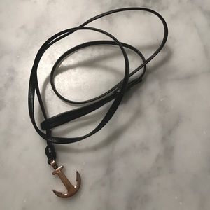 Modern leather wrap rose gold anchor bracelet