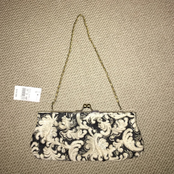 Cream/black/gold clutch from Target