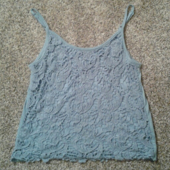 Blue lace crop top