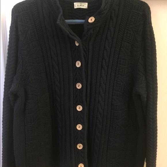 LL Bean cable knit button down sweater