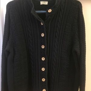 LL Bean cable knit button down sweater