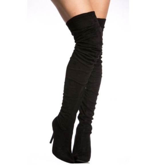 Black Stiletto Thigh High Boot