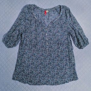 H&M Loose Blue Flower Peasant Tunic