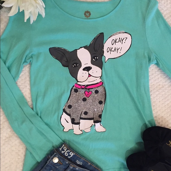Total Girl long sleeve Boston terrier t-shirt LG