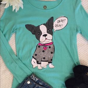 Total Girl long sleeve Boston terrier t-shirt LG