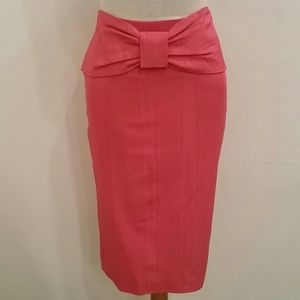 Pink straight skirt with bow detail