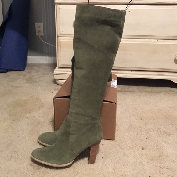 Jeffrey Cambell Green Suede Knee High Boots