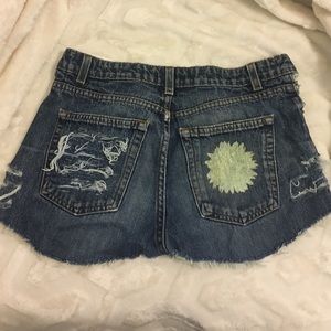 Distressed Sunflower Printed Jean Shorts