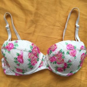 34C bra w/ pink rose lace