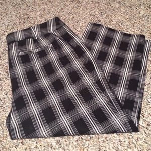 WHBM Black and White Plaid Capris